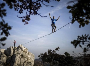 Slackliners in Budapest