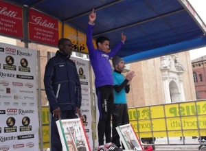 Il podio maschile della Maratona di Reggio Emilia