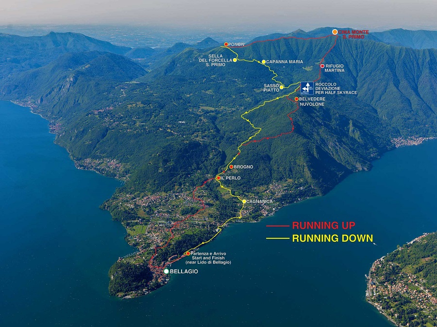 La spettacolare mappa del percorso della Bellagio Skyrace 2016