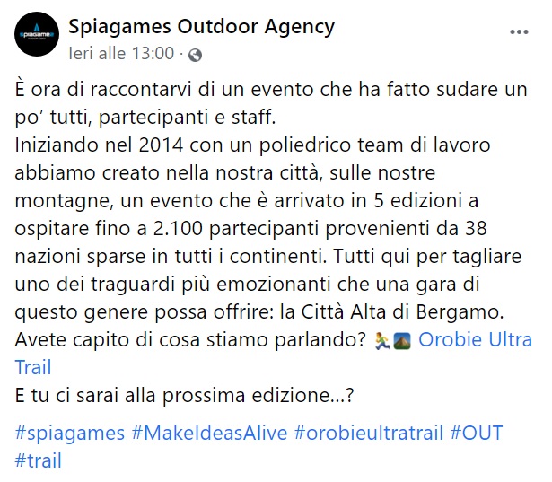 spiagames orobie ultra trail post facebook