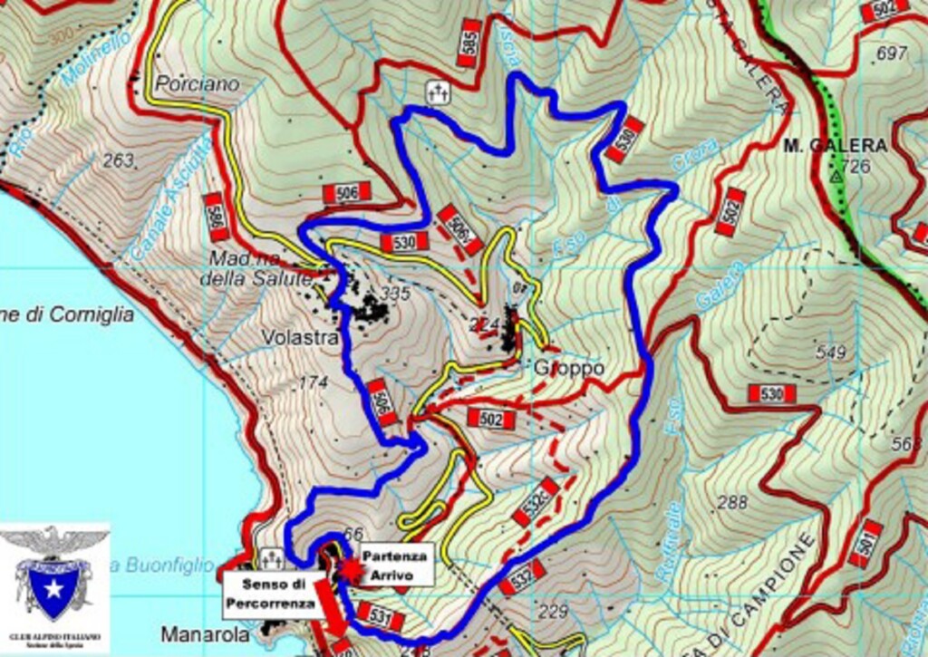 Manarola Volastra anello percorso cartina