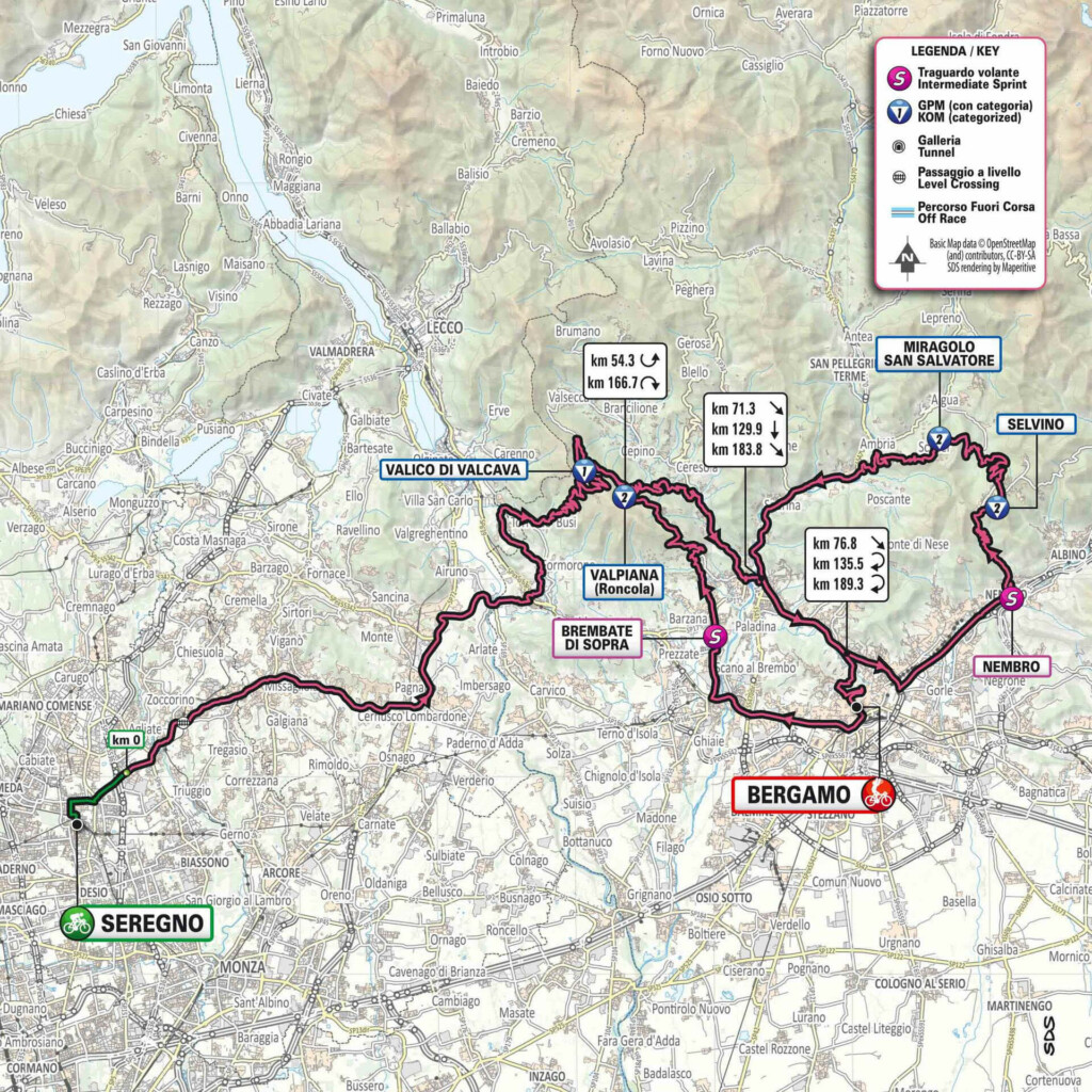 Giro d’Italia 2023 tappa Seregno Bergamo percorso
