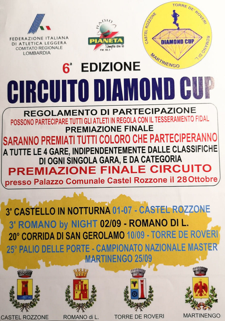 Circuito Diamond Cup Bergamo 2022 volantino atletica