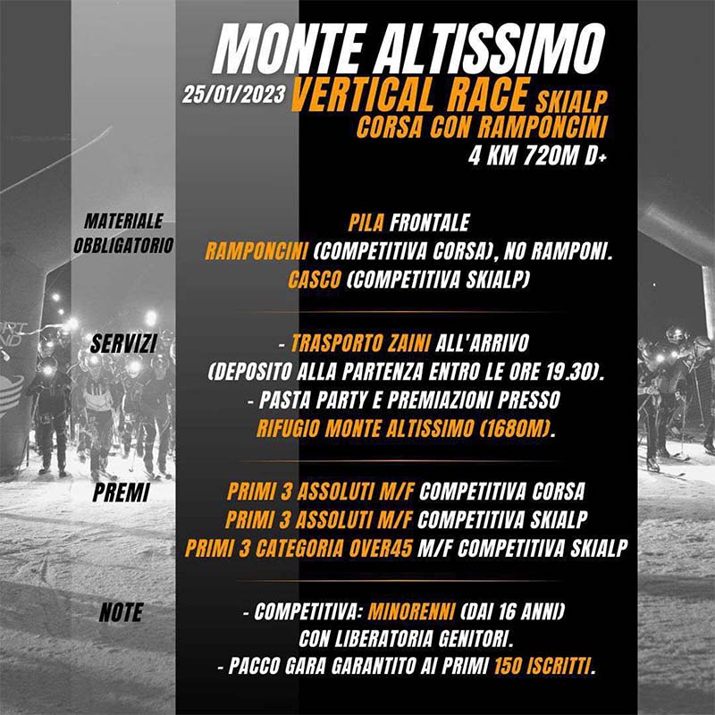 Monte Altissimo Vertical Race 2023 locandina skialp