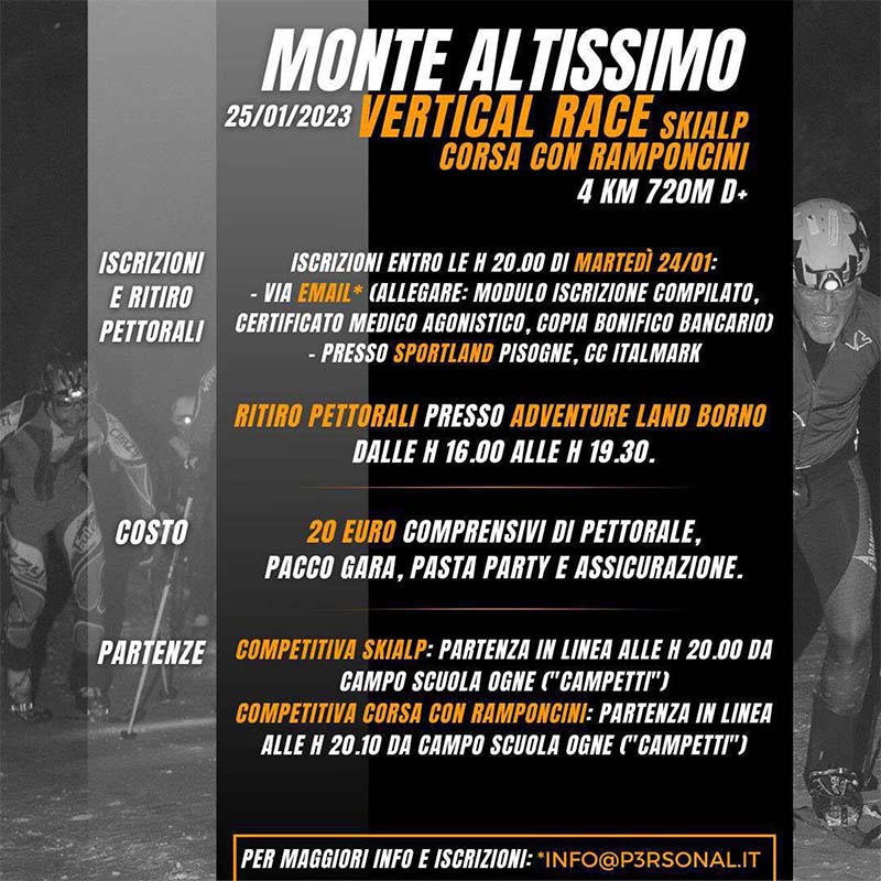 Monte Altissimo Vertical Race 2023 locandina skialp