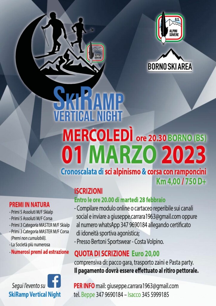 Skiramp Vertical Night 2023 Borno locandina Gsa Sovere