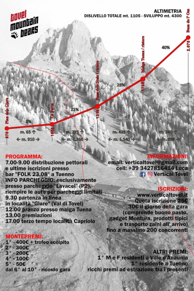 Vertical Tovel 2023 volantino programma Ville d Anaunia