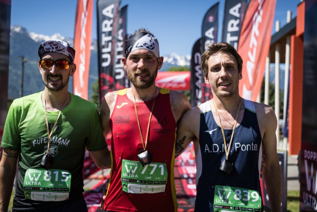 Doppia W Ultra 2024 gara 15 km podio m Folini Peloni Mosconi