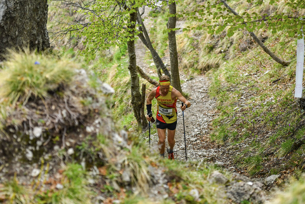 Luca Arrigoni in gara al Trail del Segredont