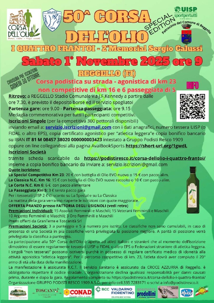 corsa dell olio reggello 2025 volantino
