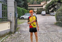 Luca Arrigoni riscrive il record del Periplo della Valle Imagna Luca Arrigoni allāarrivo del Periplo della Valle Imagna 2025 presso il castello di Clanezzo, dopo aver stabilito il nuovo record di 5h30ā51ā.