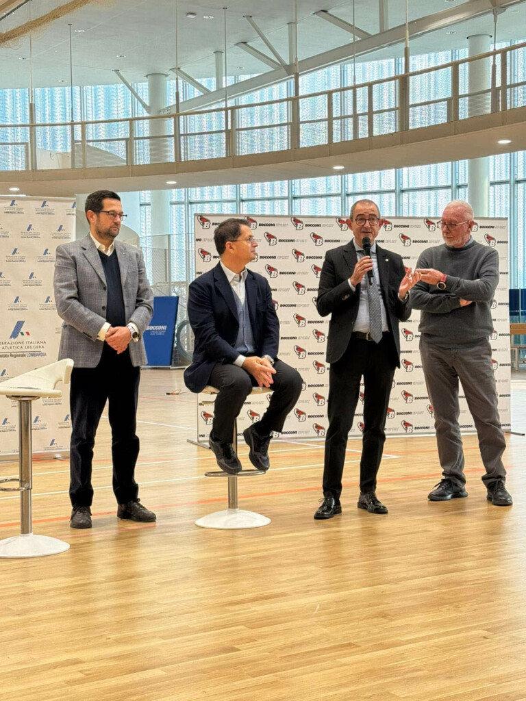 Relatori durante la lezione del Progetto Talento alla Bocconi, interventi dedicati alla dual career nello sport.