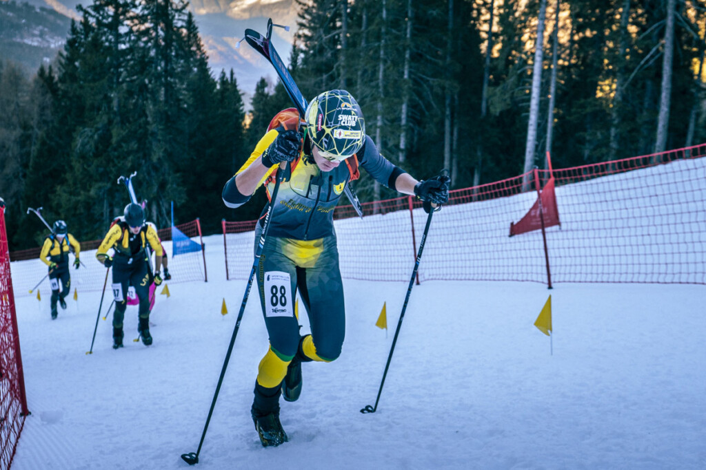 Lorenzo Milesi in gara nella prova sprint di Coppa Italia skialp a Madonna di Campiglio