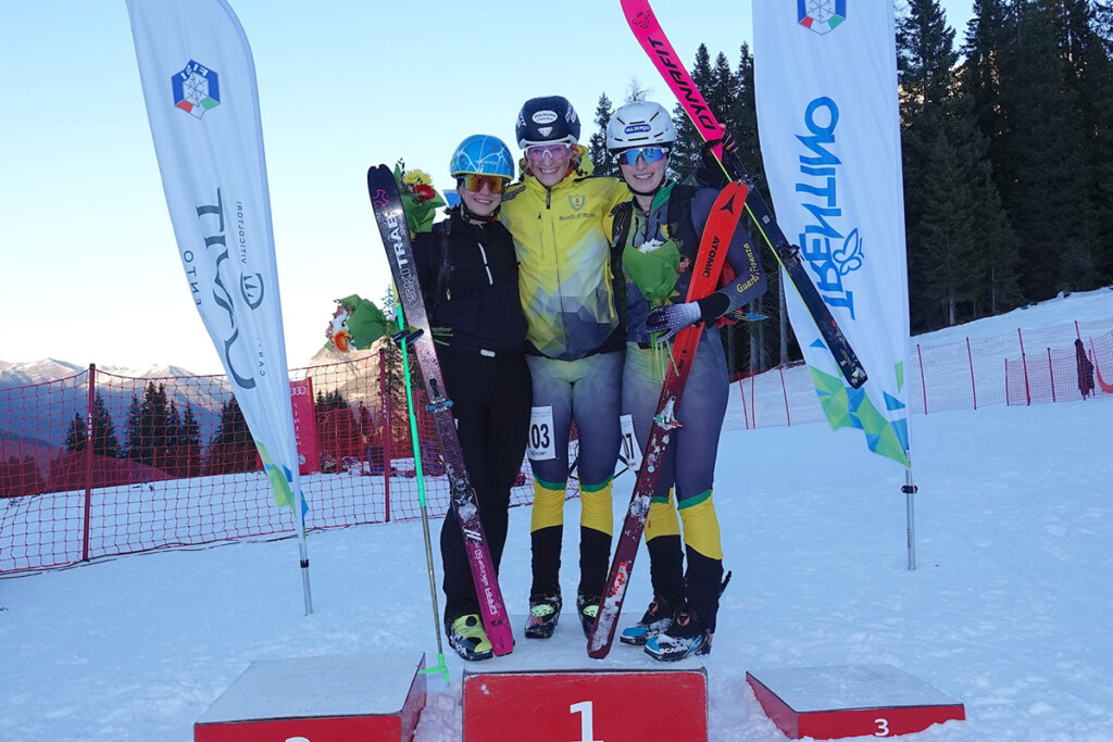 Podio femminile della prova sprint di Coppa Italia skialp a Madonna di Campiglio