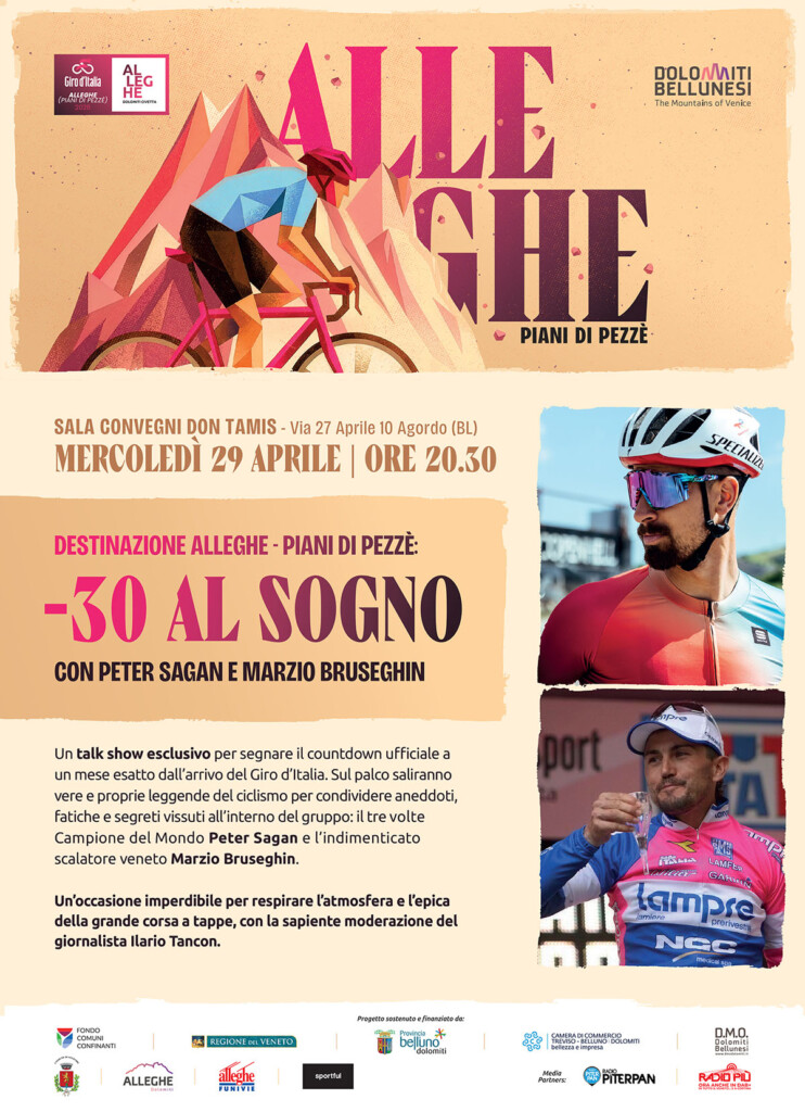 locandina evento sagan bruseghin alleghe giro d italia