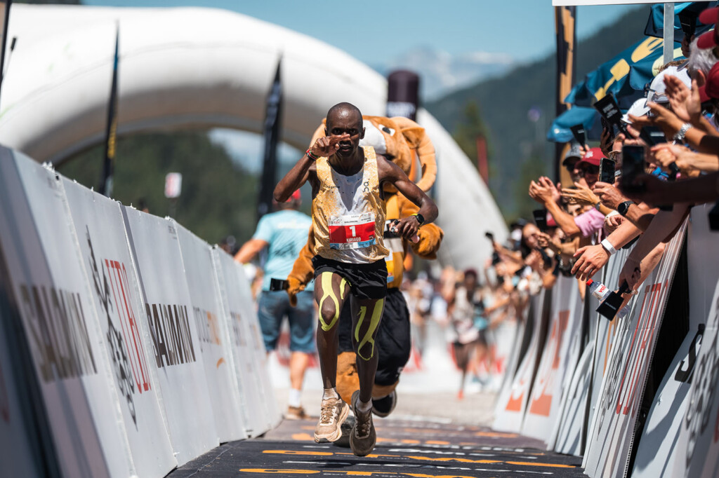 Philemon Kiriago al traguardo della Sierre Zinal 2026 dopo la terza vittoria