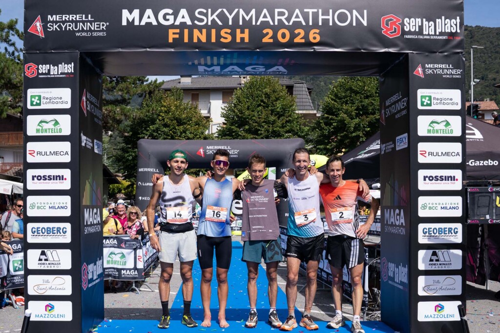 William Boffelli, Lucien Mermillon, Daniel Antonioli, Mattia Tanara e Martin Anthamatten alla Maga Skymarathon 2026