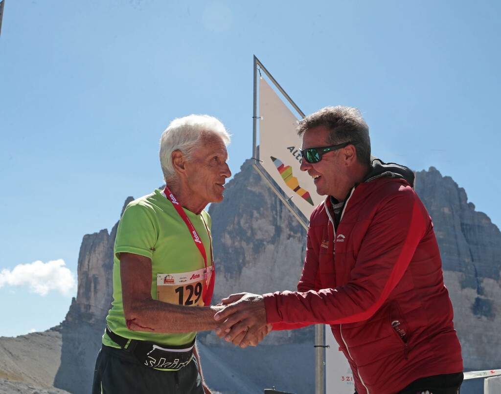 Giuliano Barizza con Alfred Prenn, presidente del comitato organizzatore della Südtirol Drei Zinnen Alpine Run
