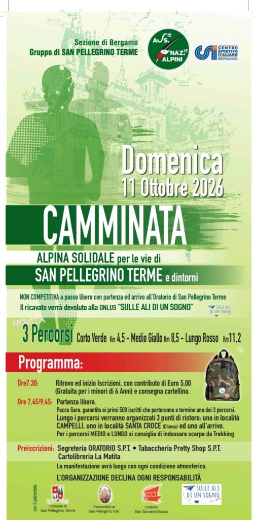 Camminata Alpina Solidale 2026 San Pellegrino Terme locandina