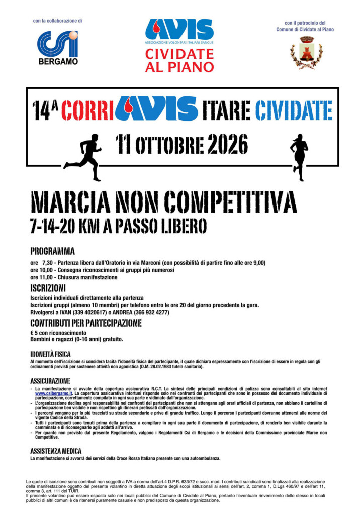 Cividate al Piano volantino 2026 non competitiva