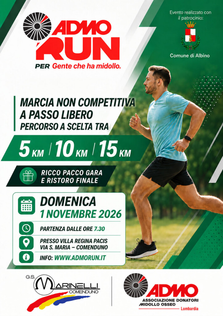 Comenduno di Albino 1 Novembre 2026 Admo Run locandina
